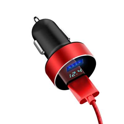 Dual USB Car Charger Adapter  Digital LED Voltage Current Display Metal Charger For Smart Phone